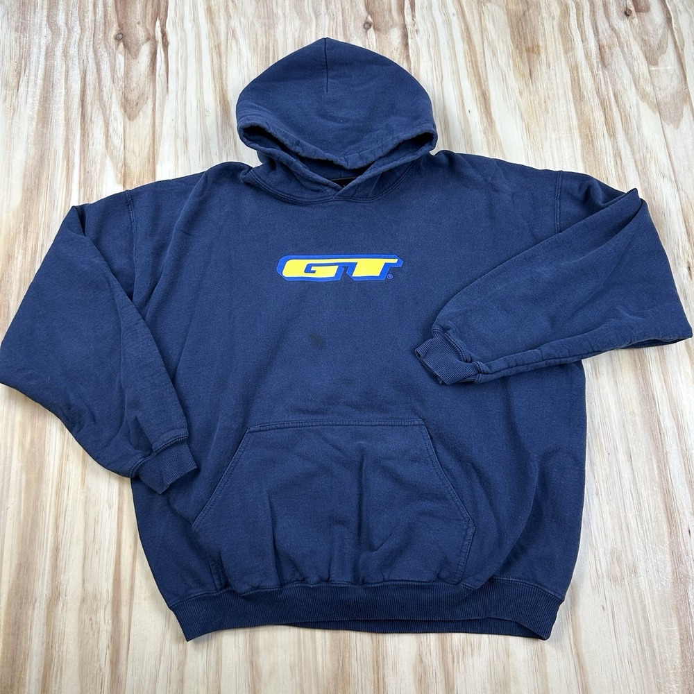 Vintage Y2K GT Bicycles 2005 Navy Blue Hoodie Cycling BMX MTB Streetwear Flaw